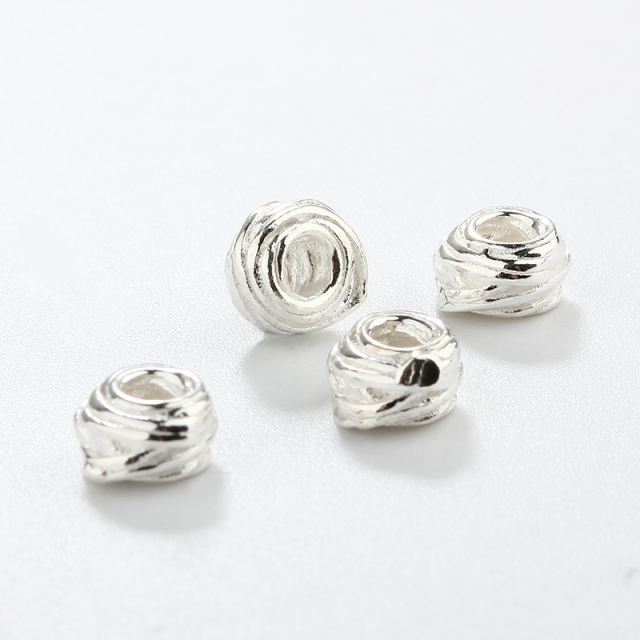 925 Sterling Silver Irregular Diy Spacer Bead