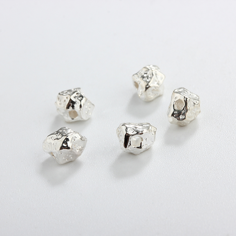 925 Sterling Silver Irregular Diy Spacer Bead