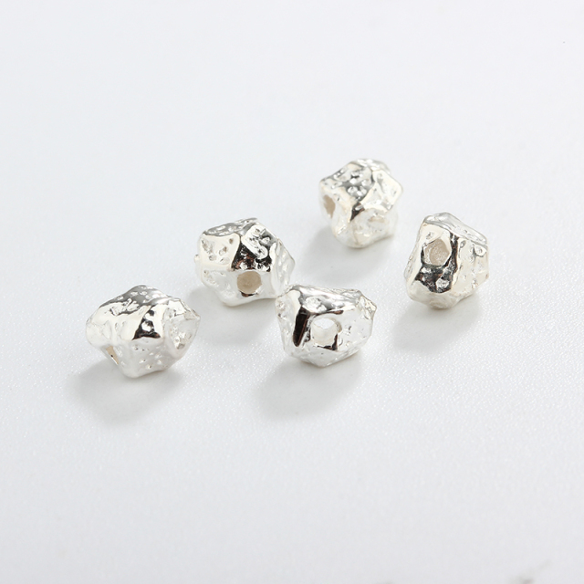 925 Sterling Silver Irregular Diy Spacer Bead