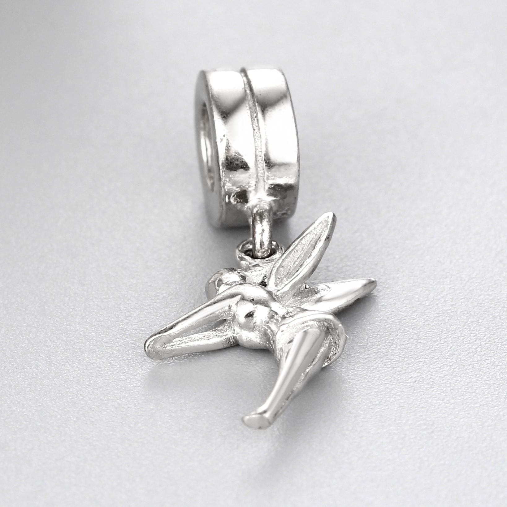 925 Sterling Silver Round Spacer Beads With Angel Pendant