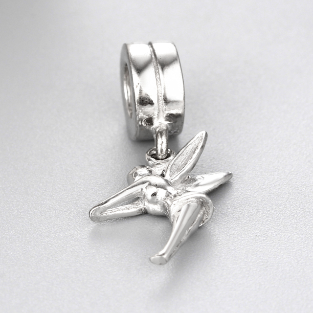 925 Sterling Silver Round Spacer Beads With Angel Pendant