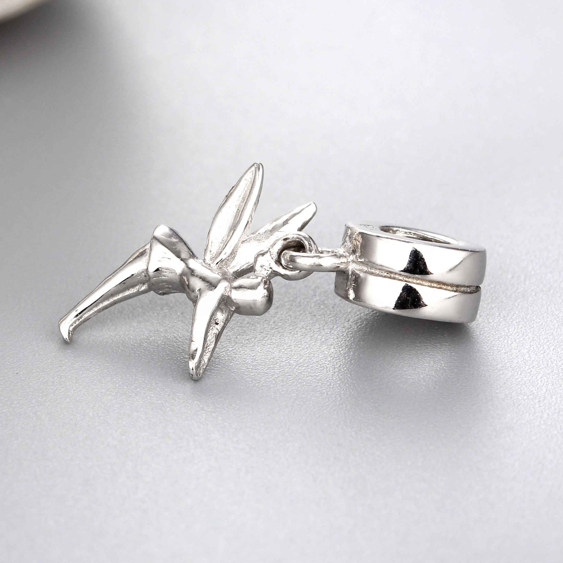 925 Sterling Silver Round Spacer Beads With Angel Pendant