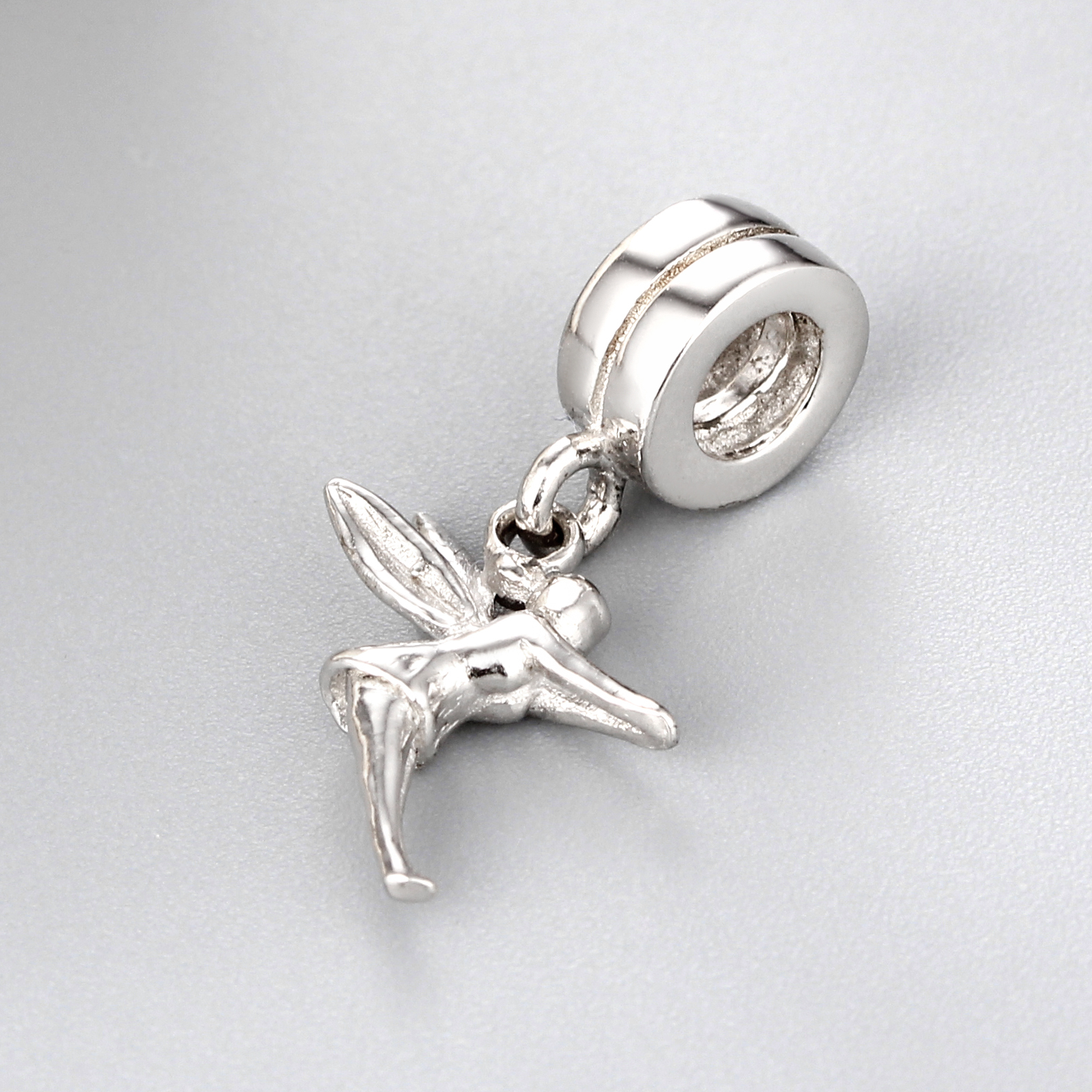 925 Sterling Silver Round Spacer Beads With Angel Pendant