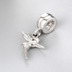 925 Sterling Silver Round Spacer Beads With Angel Pendant