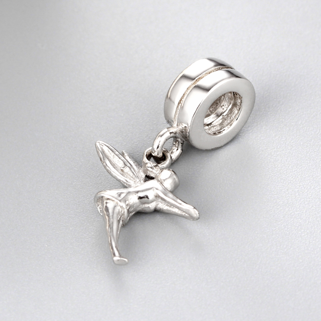 925 Sterling Silver Round Spacer Beads With Angel Pendant