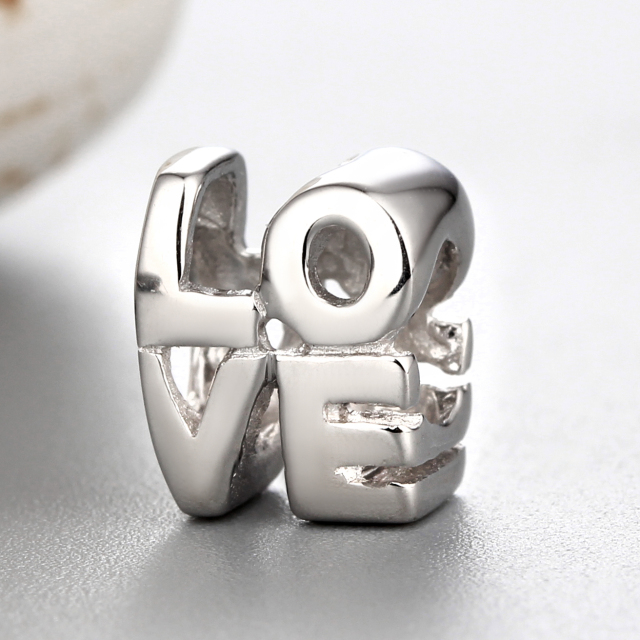 925 Sterling Silver Letters Love Beads