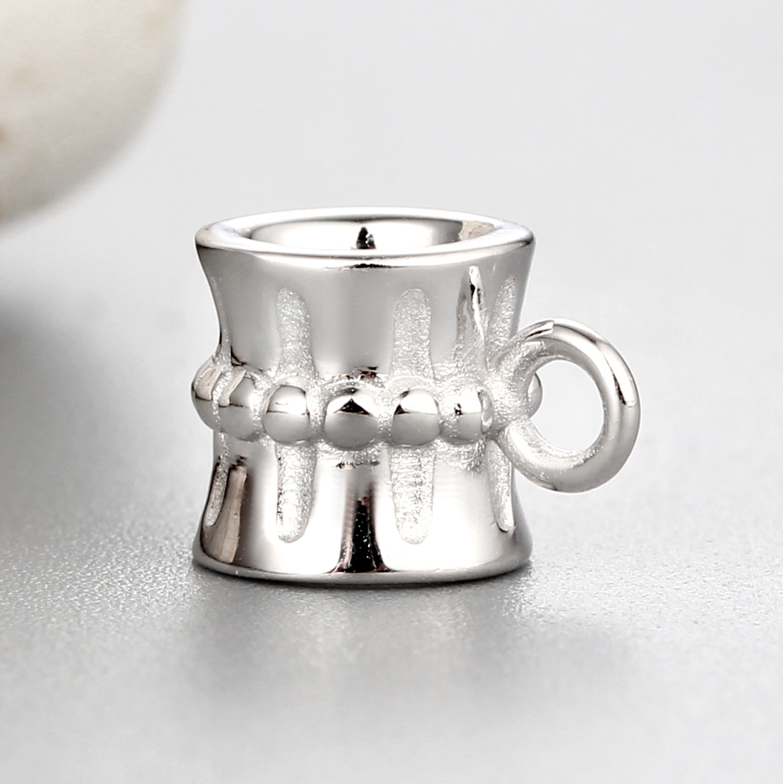 925 Sterling Silver Unique Ball Surface Center Design Beads