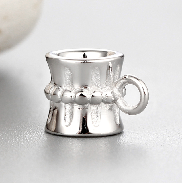 925 Sterling Silver Unique Ball Surface Center Design Beads