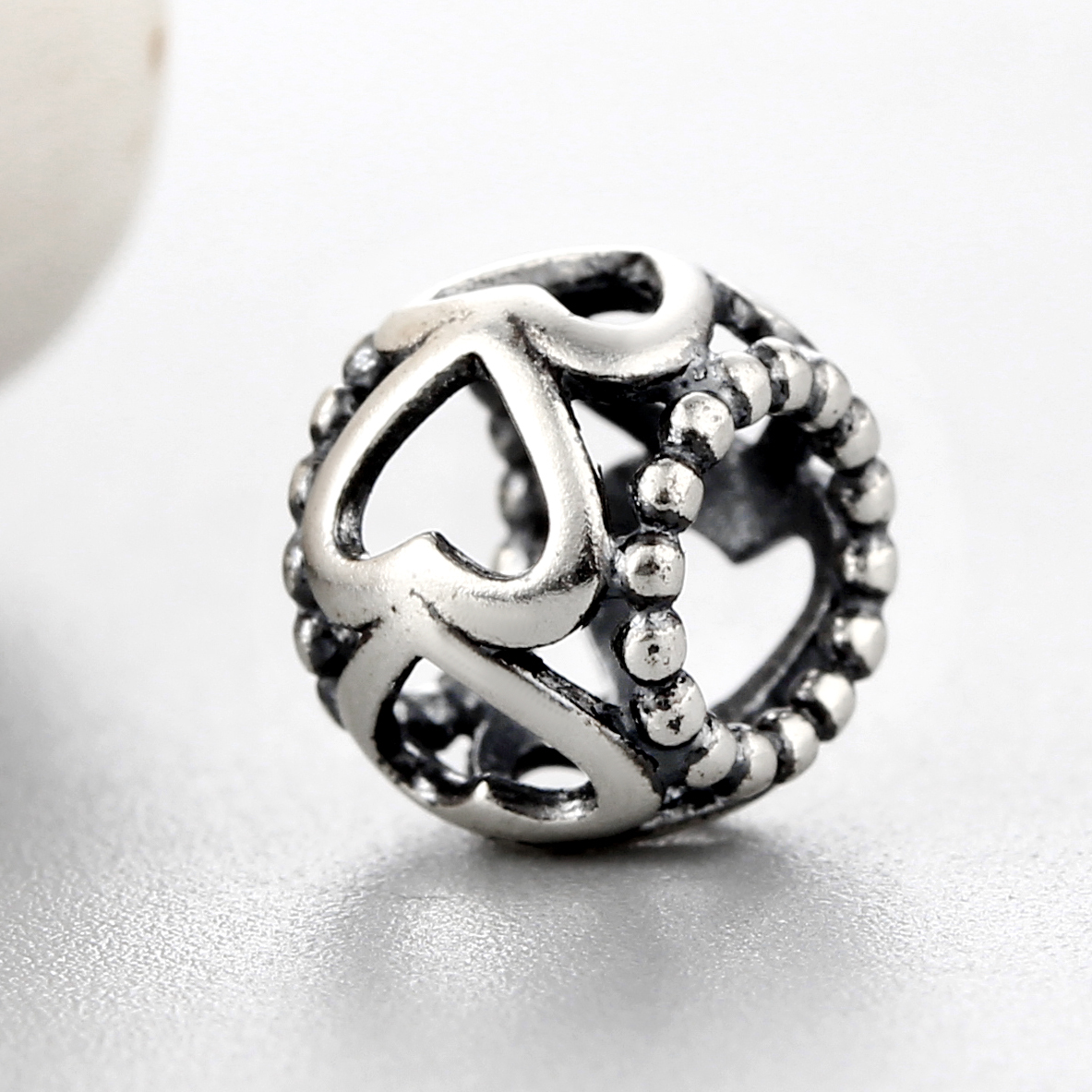 925 Sterling Silver Heart Hollow Shaped Beads