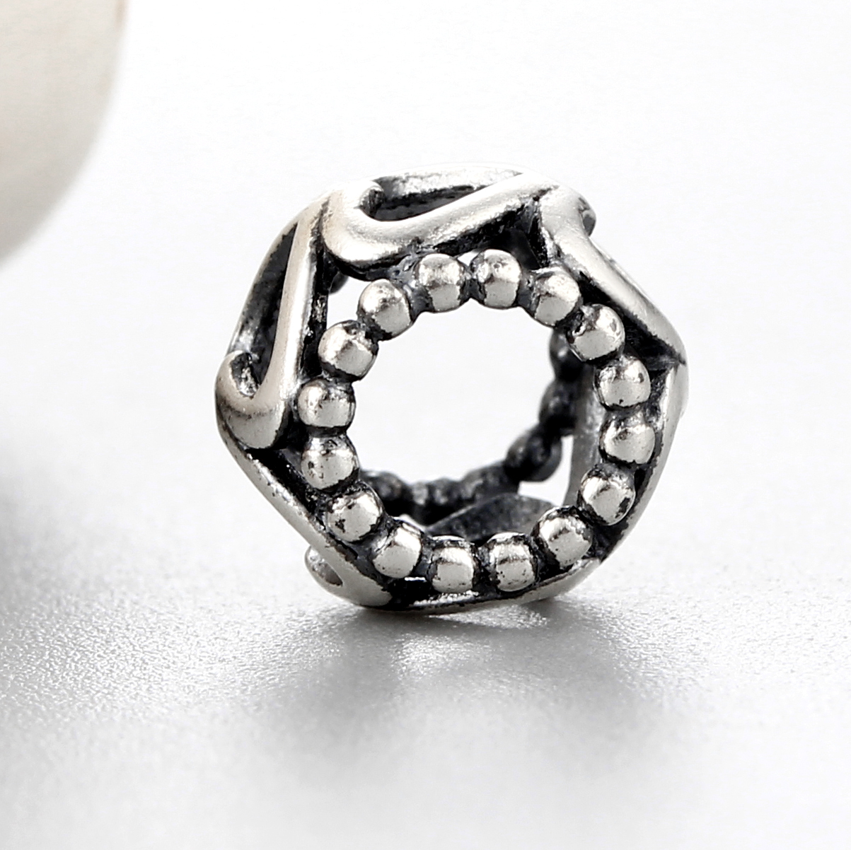 925 Sterling Silver Heart Hollow Shaped Beads