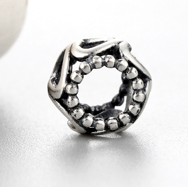 925 Sterling Silver Heart Hollow Shaped Beads