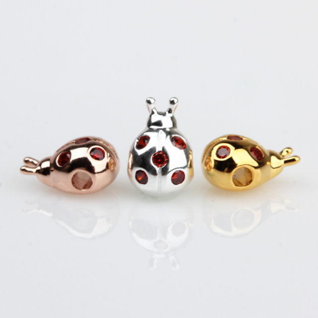 925 Sterling Silver Bilingual Ladybug Charm Bead