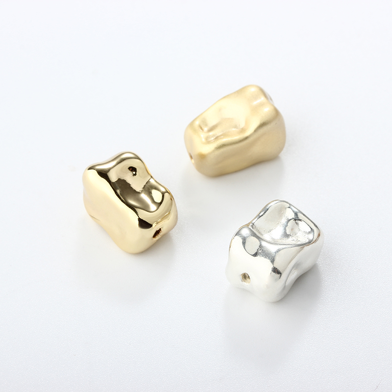999 Sterling Silver Irregular Big Hollow Spacer Bead