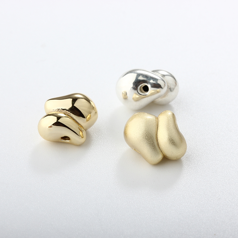 999 Sterling Silver Irregular Big Hollow Spacer Bead