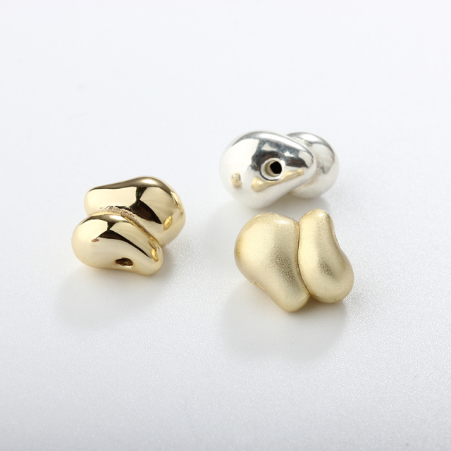 999 Sterling Silver Irregular Big Hollow Spacer Bead