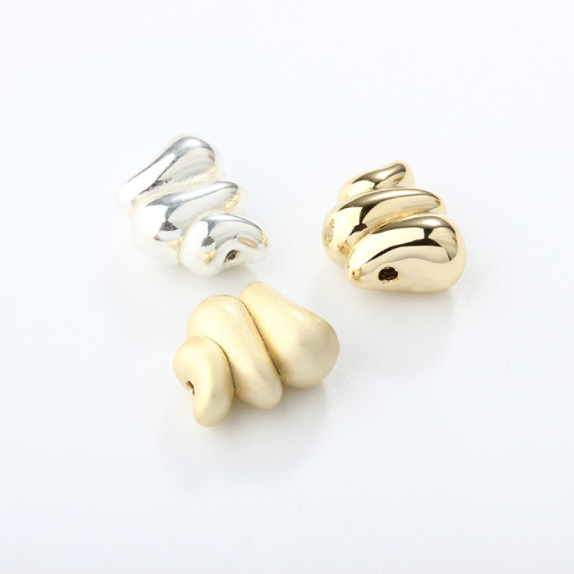 999 Sterling Silver Irregular Big Hollow Spacer Bead
