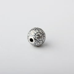 999 Sterling Silver Weave 3D Round Spacer Bead