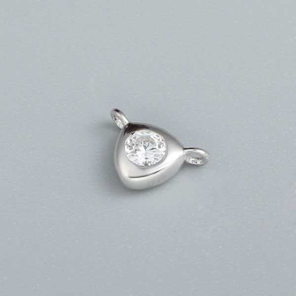 925 Sterling Silver Triangle Cubic Zirconia Charm