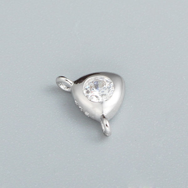 925 Sterling Silver Triangle Cubic Zirconia Charm