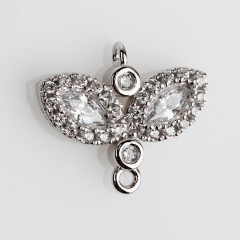 925 Sterling Silver CZ Leaf Jewelry Connector