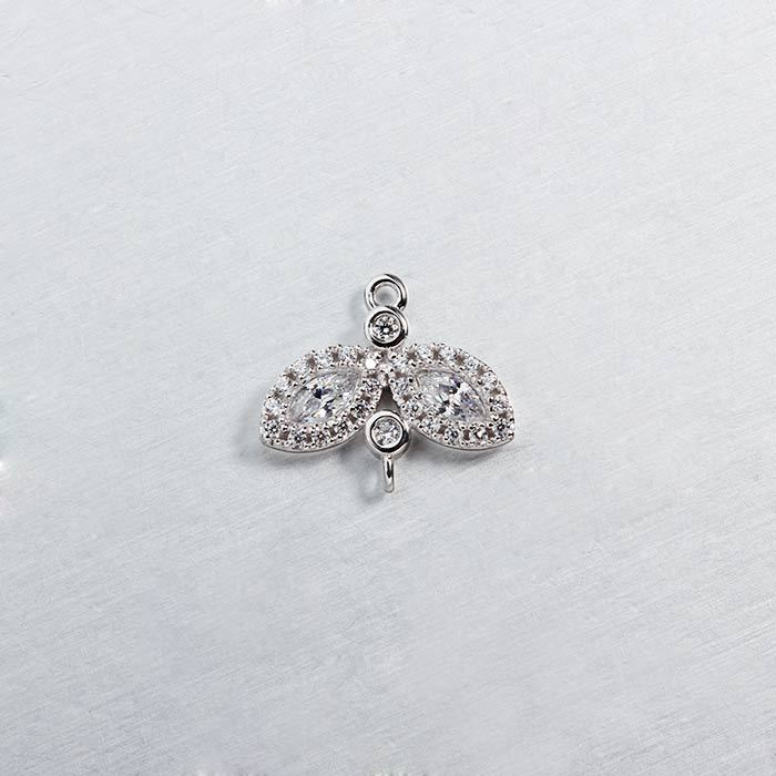 925 Sterling Silver CZ Leaf Jewelry Connector