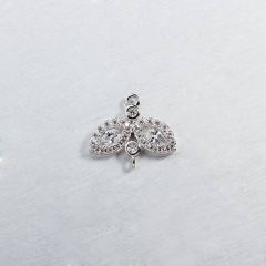 925 Sterling Silver CZ Leaf Jewelry Connector