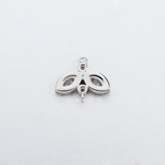 925 Sterling Silver CZ Leaf Jewelry Connector