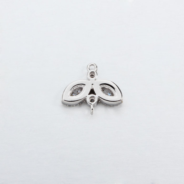 925 Sterling Silver CZ Leaf Jewelry Connector