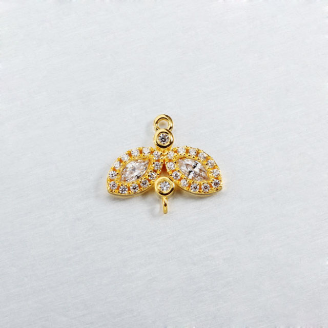 925 Sterling Silver CZ Leaf Jewelry Connector