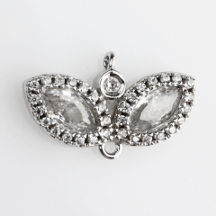 925 Sterling Silver CZ Leaf Charm Connector