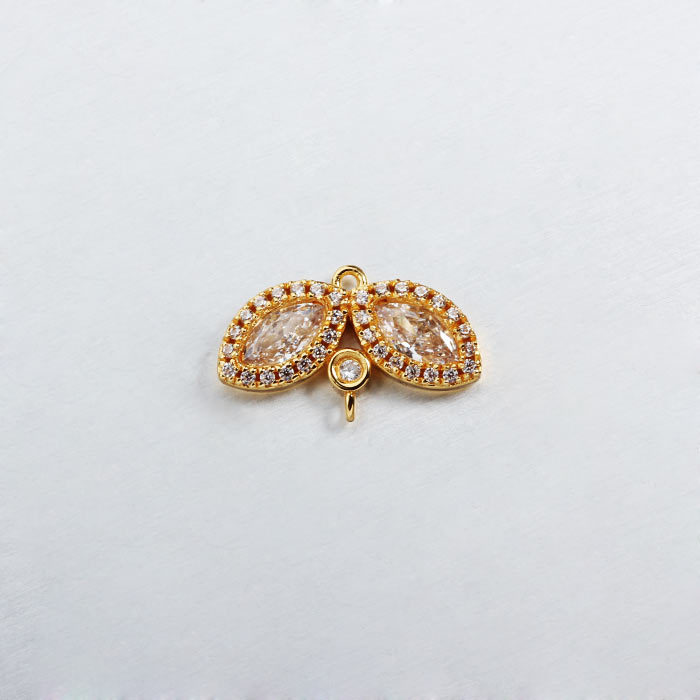 925 Sterling Silver CZ Leaf Charm Connector