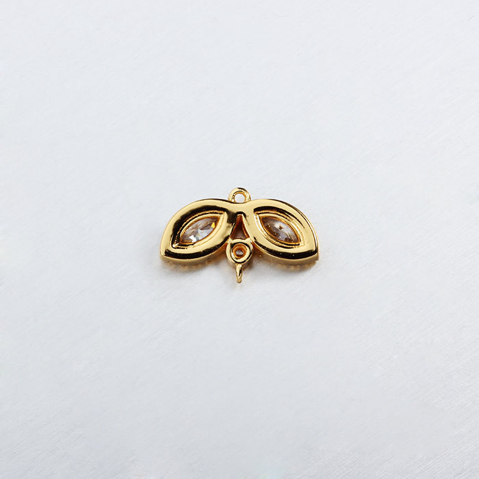 925 Sterling Silver CZ Leaf Charm Connector