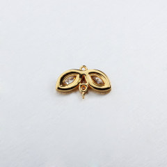 925 Sterling Silver CZ Leaf Charm Connector