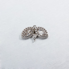 925 Sterling Silver CZ Leaf Charm Connector