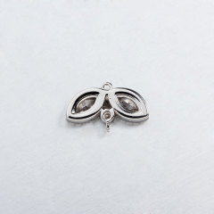 925 Sterling Silver CZ Leaf Charm Connector