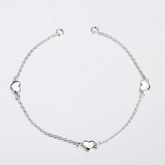 925 Sterling Silver Heart Link Chain Charm Connector