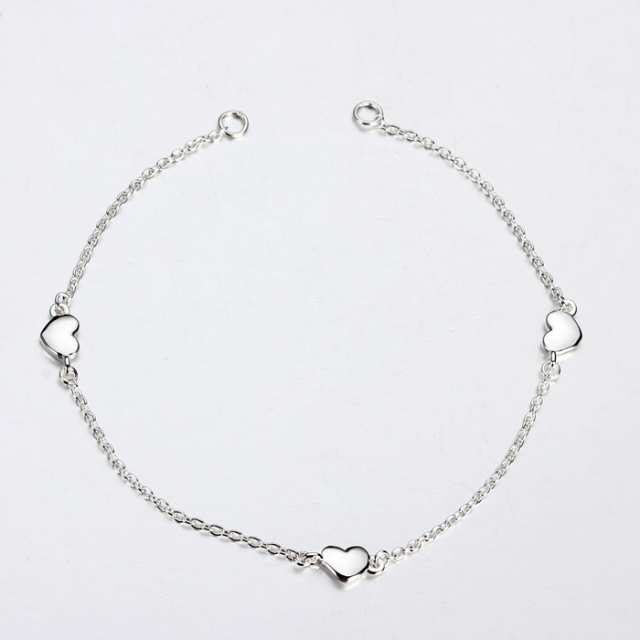 925 Sterling Silver Heart Link Chain Charm Connector