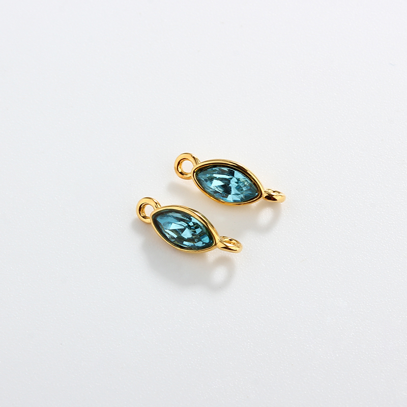 925 Sterling Silver Marquise Shape 3*6mm Colorful Crystal Connector