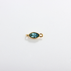 925 Sterling Silver Marquise Shape 3*6mm Colorful Crystal Connector