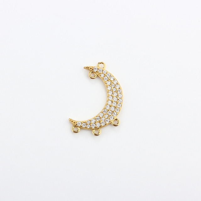 925 Sterling Silver CZ Moon Connector
