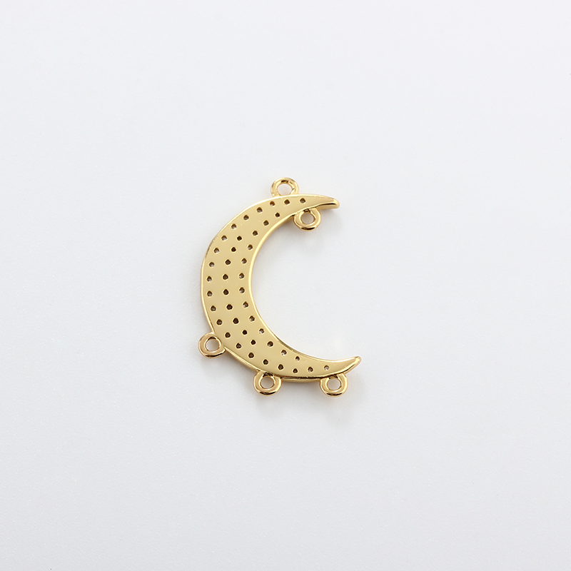925 Sterling Silver CZ Moon Connector