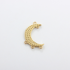 925 Sterling Silver CZ Moon Connector