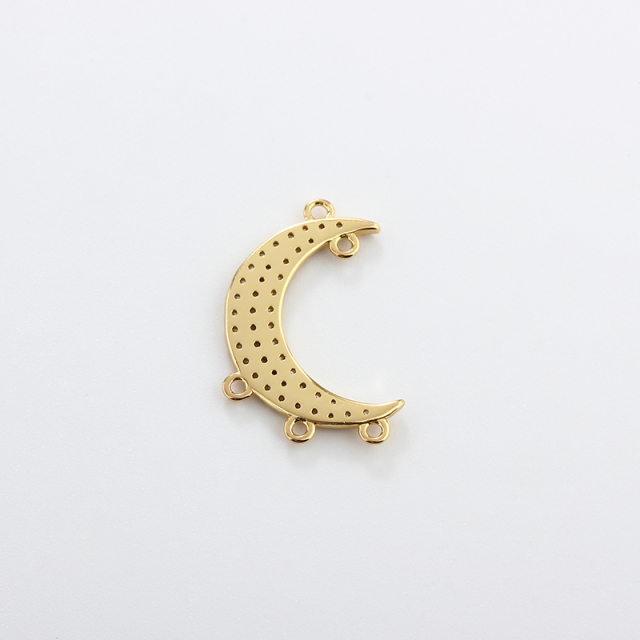 925 Sterling Silver CZ Moon Connector