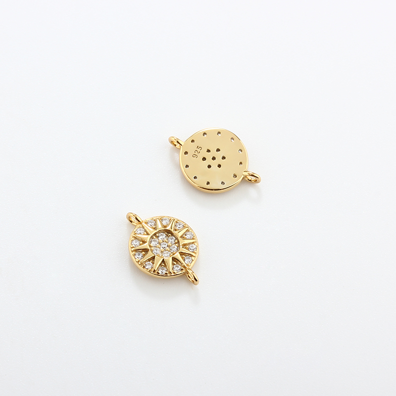 925 Sterling Silver 8mm CZ Sun Connector