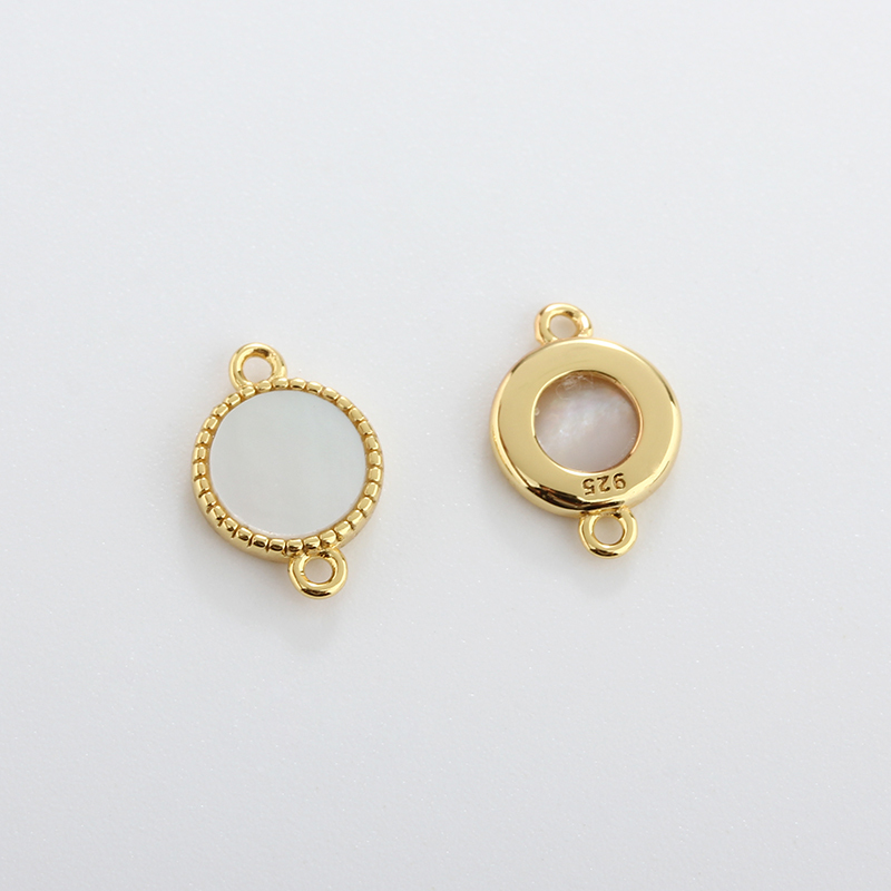 925 Sterling Silver 6mm Round Stone Charm
