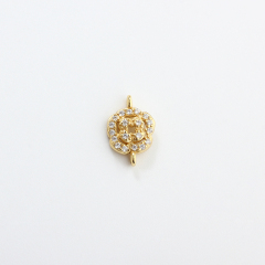 925 Sterling Silver CZ Camellia Connector Charm