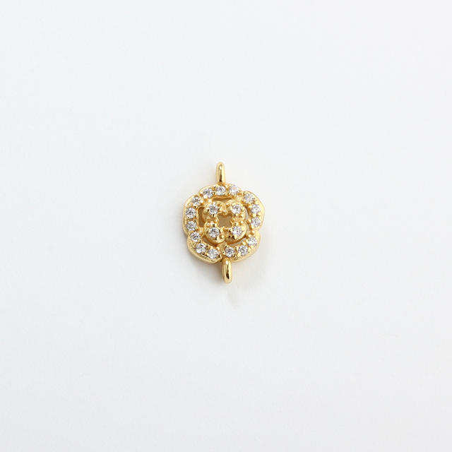 925 Sterling Silver CZ Camellia Connector Charm