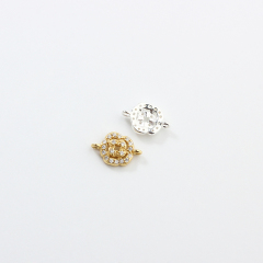 925 Sterling Silver CZ Camellia Connector Charm