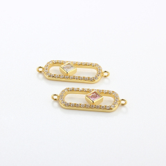 925 Sterling Silver Long Square CZ Connector