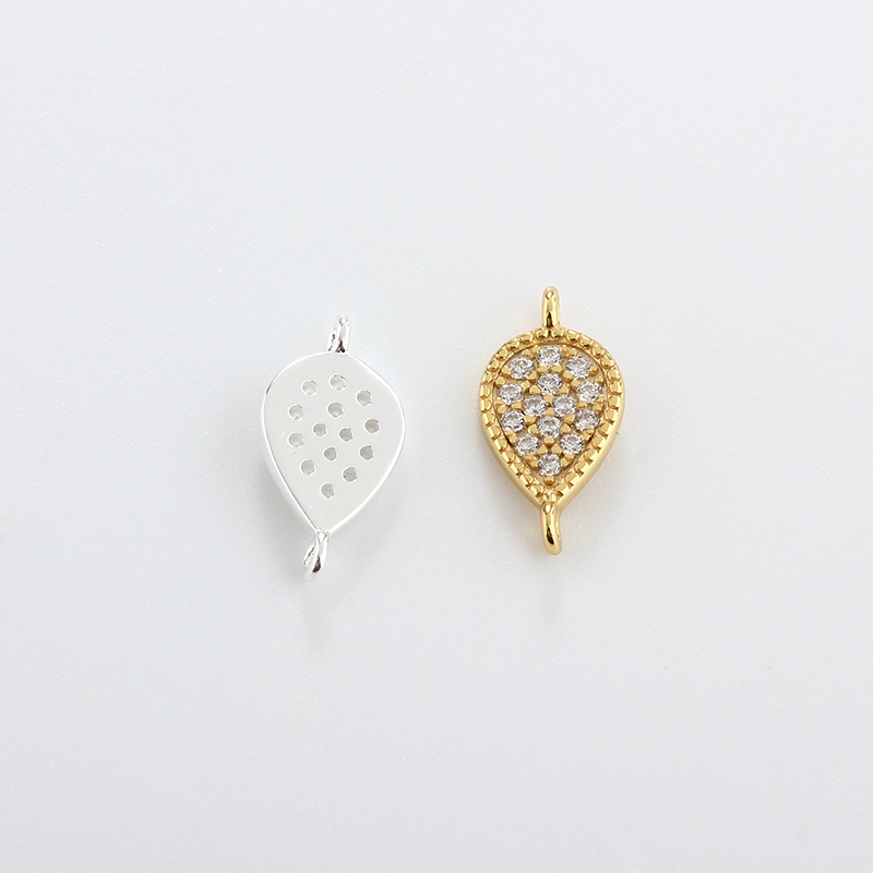 925 Sterling Silver 6*8 Pear CZ Connector